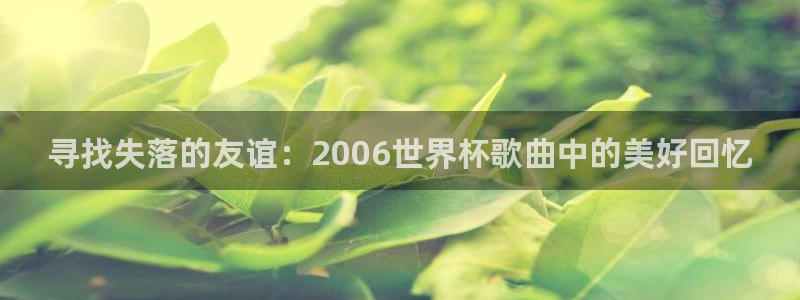 世界杯欧洲区赛程:寻找失落的友谊:2006世界杯歌曲中的美好回忆